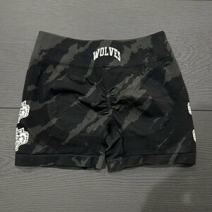 Black Camouflage Wolves Gym Shorts